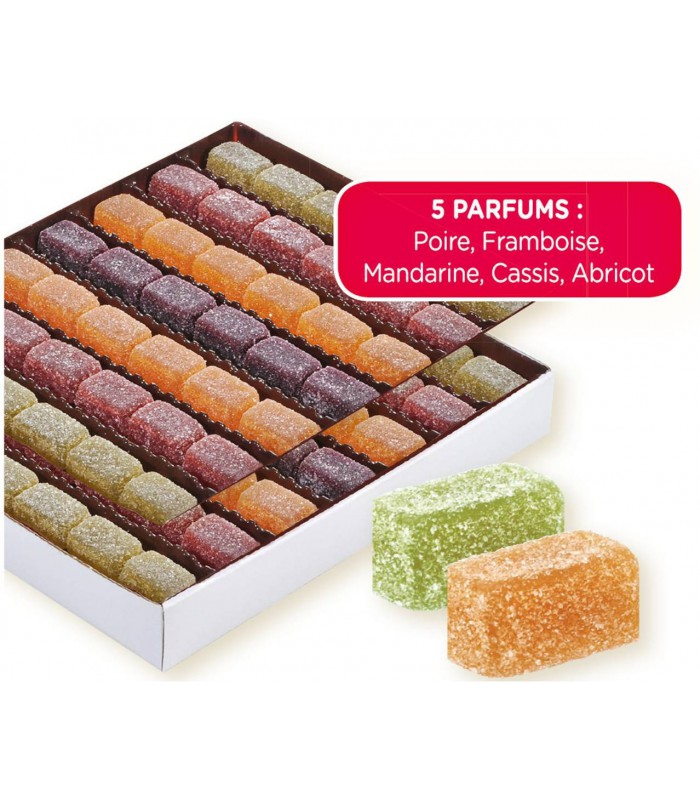 1kg de pâtes de fruits parfums naturelles de poire, mandarine,fraise,cassis  et abricot